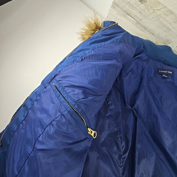 LANDS END Goose Down Puffer Jacket Blue Quilted Full Zip WOMEN'S PLUS SIZE 3X - Picture 7 of 16